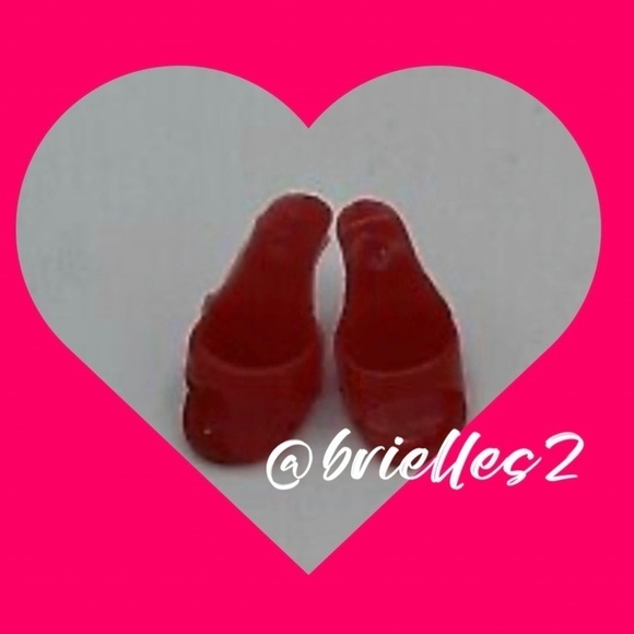 🎠 BARBIE Doll Open Toe High Heel Shoes / Mules Red, Vintage - Picture 1 of 7